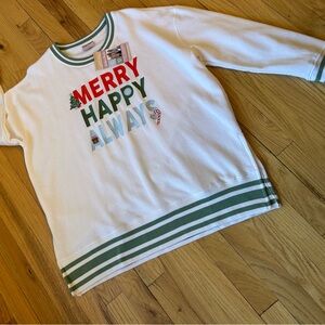 White and Green Holiday Sweatshirt  NWT